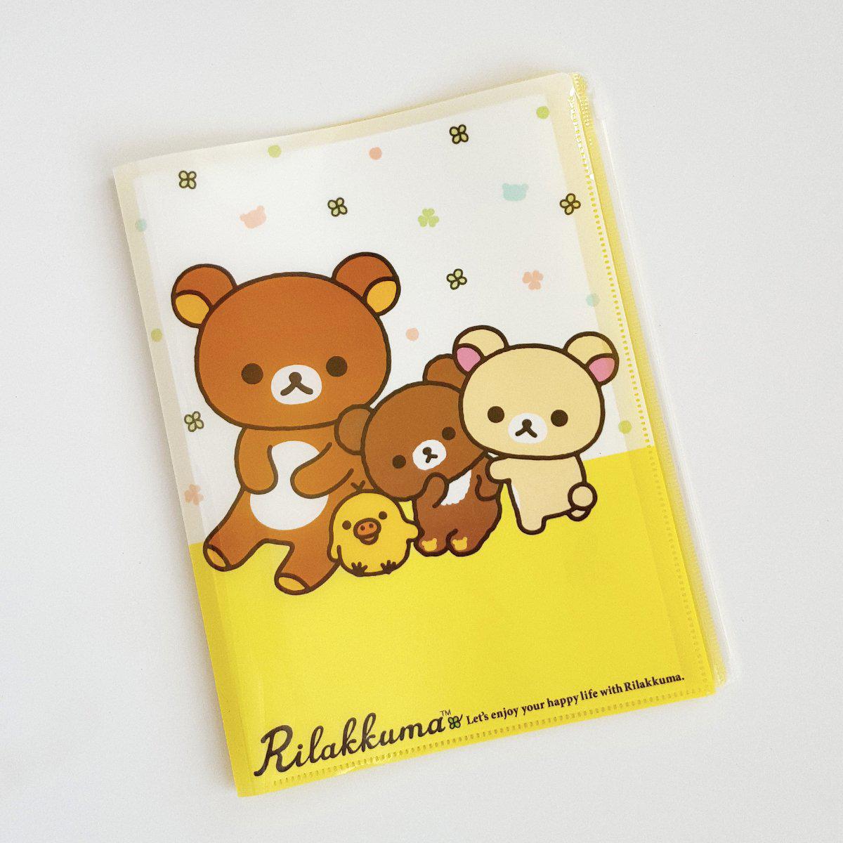 תיקיית A4 Rilakkuma - ארבעה חברים צהוב לבן-Sanx-Shoppu