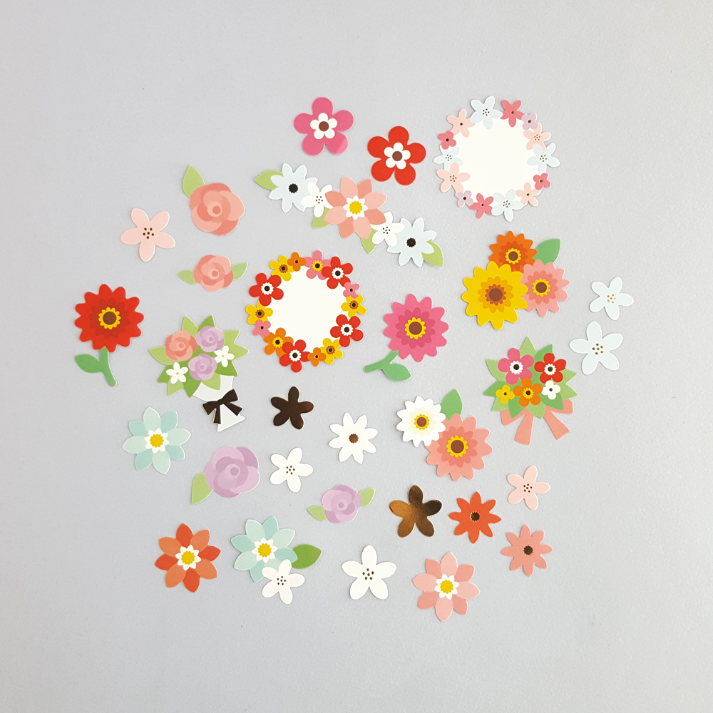 קישוטי נייר לאלבום יצירה - פרחים-Marks-Shoppu